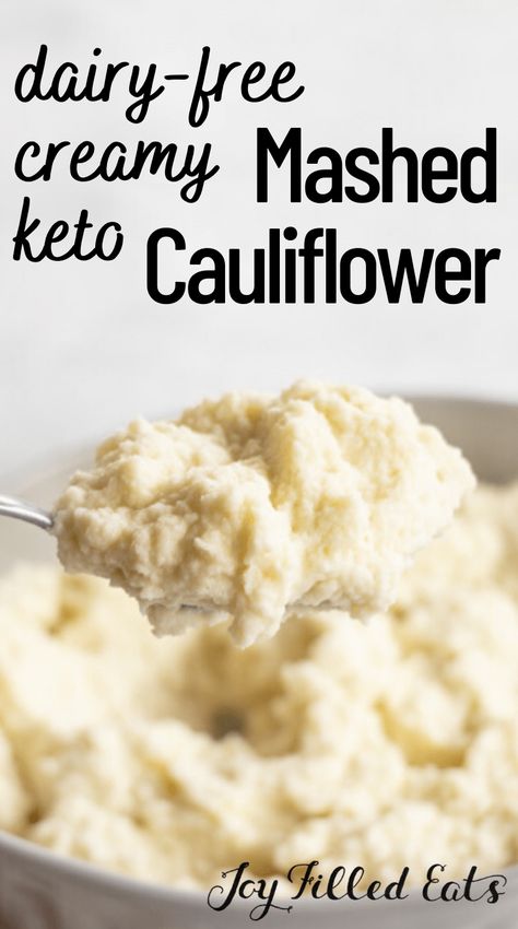 Vegan Mashed Cauliflower, Keto Mashed Cauliflower, Dairy Free Keto Recipes, Cauliflower Mashed, Mashed Cauliflower Recipe, Dairy Free Recipes Dinner, Dairy Free Low Carb, Cauliflower Mash, Desserts Keto