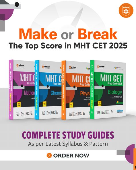 MHT CET 2025 prep just got easier! Stay ahead with our updated study guides, prepared as per the latest syllabus and examination pattern with: 1. Clear and concise notes 2. 3 level exercises 3. Previous years' question papers, and 4. Mock tests Order now and unlock your dream engineering college! #MHTCET2025 #EngineeringAspirants #ExamPreparation #MHTCETPrep #StudyGuides #MockTests #PreviousYearPapers #ArihantBooks #EngineeringEntrance #arihantpublications 2025 Prep, Engineering College, Engineering Colleges, Mock Test, Study Guides, Question Paper, Exam Preparation, Previous Year, Study Guide