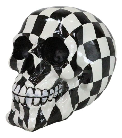 PRICES MAY VARY. This Black And White Squares Checkered Skull measures approximately 4.5"Tall, 6" long and 4.25" Deep. It weighs about 14 ounces. This Black And White Squares Checkered Skull is made of cold cast polyresin. The skull is meticulously hand painted and polished individually. Color tone may vary slightly from pictures If you are looking for a bizarre and unique gothic decor for your home or as a gift to a loved one and you do not wish to break a bank for it, look no further with this Black And White Squares, Painted Skulls, Cow Skulls, Sugar Skull Halloween, Skull Statue, Carnival Circus, Halloween Prop, Ice Breaker, Skull Halloween