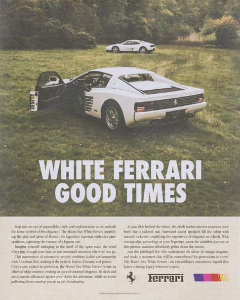 Vintage ad concept inspired by Frank Ocean’s White Ferrari Frank Ocean Poster Vintage, Ad Aesthetic, Vintage Ad Posters, Frank Ocean Graphic Design, White Ferrari Frank Ocean Wallpaper, Posters Frank Ocean, White Ferrari Frank Ocean, Car Poster Design, Frank Ocean Poster