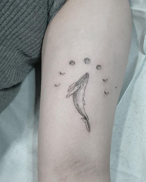 Whalein52 Tattoo, Whale Sketch Tattoo, Aesthetic Whale Tattoo, Delicate Whale Tattoo, Celestial Whale Tattoo, Whale Tattoo Aesthetic, Blue Whale Tattoo Design, Two Whales Tattoo, Dainty Whale Tattoo