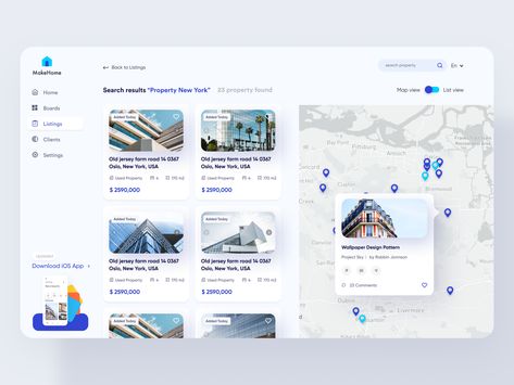 Real Estate Search Result Page by Shekh Al Raihan ✪ Real Estate Landing Pages, Travel Website Design, Gift Voucher Design, Real Estate Website Design, List Website, Card Ui, Stadium Design, Ecommerce Web Design, Real Estates Design