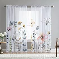 Transparent Curtains, Curtain For Bedroom, Spring Butterfly, Drapes For Bedroom, Sheer Window Curtains, Farmhouse Windows, Mediterranean Design, Luxury Table, Drape Panel