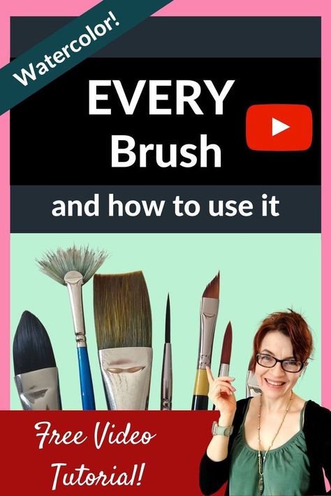 Watercolor Brushes For Beginners - in this video tutorial I show you how to go about choosing your watercolor painting supplies and look at the best brushes and their uses, I show you exactly how to paint with them, plus tell you about my recommended favourites so you only buy what you need. Paint Brushes Guide, Brushes And Their Uses, Watercolour Practice, Paint Brush Sizes, Brush Guide, Rules For Kids, Paintings Tutorials, Best Brushes, Watercolor Brush