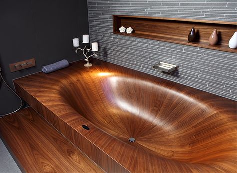 Wood Tub, Wood Bathtub, Wooden Bathtub, Wood Bath, Wooden Bath, Bathtub Design, Wooden Bathroom, Bad Design, Dream Bathrooms