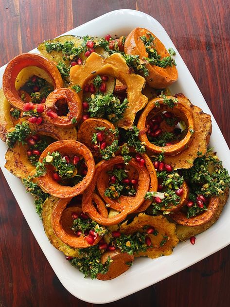 When Pomegranate Steals the Show - by Holly Haines - The Bittman Project Recipes Squash, Fall Fruit, Pumpkin Squash, Watermelon Salad, Fall Fruits, Winter Dinner, Us Foods, Vegetable Recipes, Pistachio