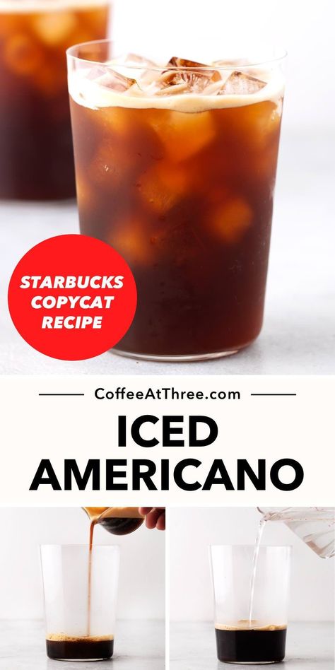 With only three ingredients, the Iced Americano is the easiest espresso drink to make at home. See how to make it just like Starbucks does. #starbuckscopycat #icedamericano #espressodrinks #icedcoffee Starbucks Iced Americano, Iced Americano Starbucks, Drink To Make At Home, Americano Recipe, Healthy Iced Coffee, Summer Coffee Drinks, Espresso Drink, Coffee Recipe Healthy, Drinks To Make