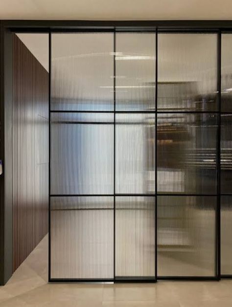 Kitchen Door Designs, Glass Partition Designs, Glass Office Partitions, Glass Partition Wall, Glass Room Divider, Reeded Glass, Glass Office, Glass Room, Office Partition