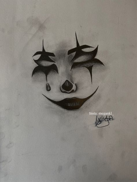 Clown Face Tattoo, Scary Clown Drawing, Owl Painting Acrylic, Scary Drawings, Clown Face, Clown Tattoo, Prison Art, Mask Drawing, Fantasy Tattoos