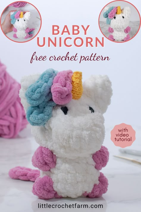 Baby Unicorn Amigurumi free crochet pattern Unicorn Crochet Keychain Pattern Free, Crochet Unicorn Plushie Pattern Free, Easy Crochet Patterns Free Beginners, Crochet Unicorn Pattern Free, Crochet Farm, Fluffy Unicorn, Unicorn Plushies, Magic Creatures, Crochet Beginners