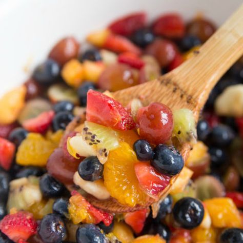 Honey Glazed Fruit Salad - Family Fresh Meals Honey Glazed Fruit Salad, Fresh Fruit Glaze Recipe, Fruit Salad With Glaze, Fruit Salad Glaze, Fruit Salad Dressing Recipe Honey, Fruit Salad With Cinnamon, Fruit Salad Dressing Recipe, Fruit With Honey, Orange Fruit Salad