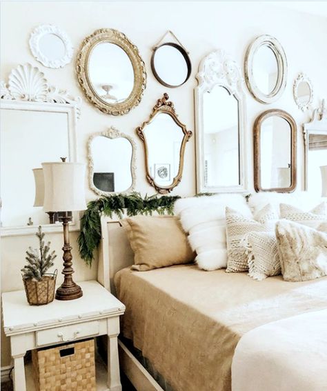 Mirror Gallery Wall Ideas, Mirror Bedroom Decor, Mirror Magic, Mirror Decor Living Room, Mirror Gallery, Mirror Gallery Wall, Gallery Wall Bedroom, Mirror Wall Bedroom, Accent Wall Bedroom