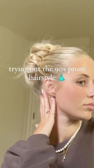 90s Prom Hair Tutorial, Easy 90s Updo, 90s Updo Hairstyles Prom, 90s Bun Hairstyles, 90s Hairstyles Bun, 90’s Prom Hair, 90s Bun Tutorial, Aesthetic Updos, 90s Prom Updo