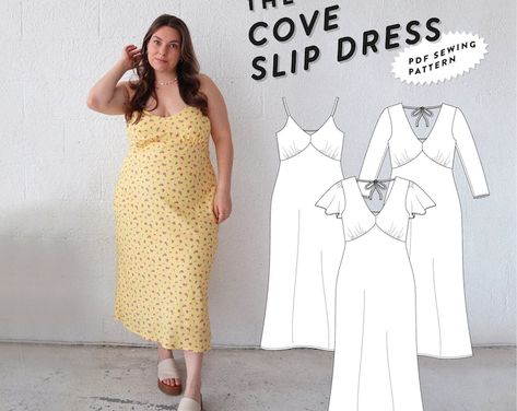 Cowl Neck Slip Dress PDF Sewing Pattern, Size 8UK 34EU, PDF Instant Download With Instructions - Etsy Plus Size Slip Dress Pattern, Sew A Dress Without A Pattern, Linen Slip Dress Pattern, Free Mood Sewing Patterns, Bias Dress Pattern, Plus Size Dress Sewing Patterns, Midi Dress Pattern Sewing, Sun Dress Sewing Pattern, Slip Dress With Sleeves