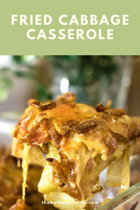 Fried Cabbage Casserole, everything you love about fried cabbage, all in one pan. Fried cabbage in bacon grease, bathed in a creamy sauce and adding cheese makes this southern classic irresistible. Frying Cabbage, Pan Fried Cabbage, Cabbage Recipes Southern, Fried Cabbage With Sausage, Easy Cabbage Recipes, Cabbage Dishes, Fried Cabbage Recipes, Southern Fried Cabbage, Cabbage Casserole Recipes