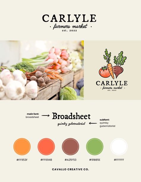 Farmers Market Branding | Organic Watercolor Logo | Natural Color Palette #mascotlogo. Farmers Market Website, Farmers Market Branding, Branding Palette, Farmers Market Logo, Market Branding, Market Font, Organic Branding, Marketing Logo Design, Natural Color Palette