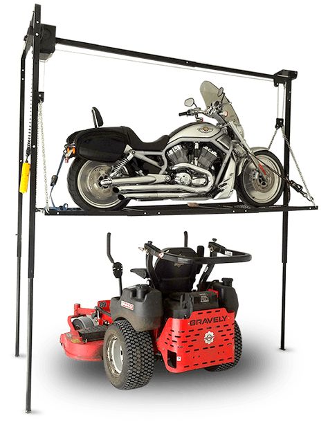 Brock Lift Garage Storage Lift Garage Motorcycle Storage, Riding Mower Storage, Snowmobile Storage, Garage Storage Lift, Motorcycle Storage Garage, Snowmobile Lift, Mower Storage, Hd Fatboy, Atv Storage