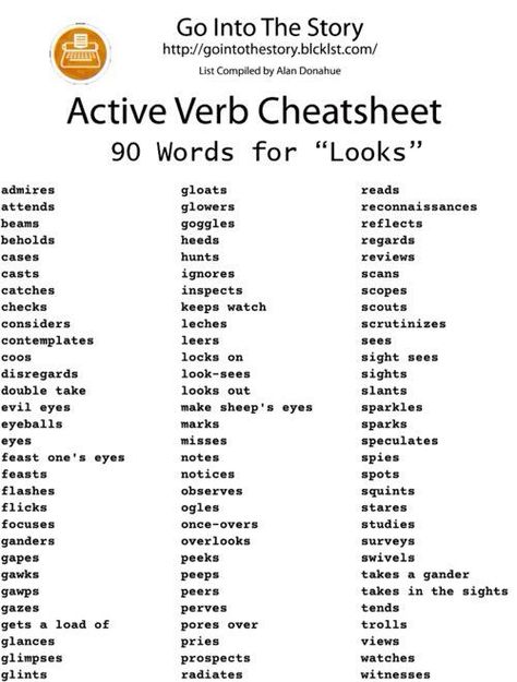 Active Verb list Words To Use Instead Of Looked At, Words Instead Of Look, Creative Writing Tips, Descriptive Words, Words To Use, Writing Prompt, Book Writing Tips, English Writing, Writing Resources