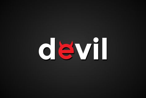 Initial Letter Devil Text Type Word Typography Logo Design Vector Devilish Wallpaper, Devil Logo Design, Bhai Status, 3 Letter Logo, Devil Logo, Devil Design, Beast Logo, Word Typography, 15 August Photo