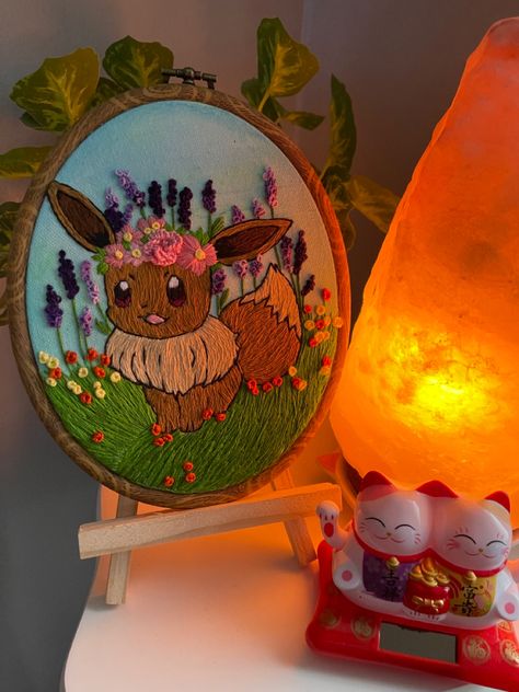 Embroidery hoop
Anime embroidery
Handmade anime art
Pokemon anime 
Pokemon wall decor
Eevee evolution
Eevee embroidery hoop
Anime hoop art
Anime handmade art
Pokemon handmade art
Weeb art decor
Eevee cute Evee Pokemon, Pokemon Embroidery, Embroidery Art, Needlework, Pokemon, Couture, Embroidery, Art, Pokémon