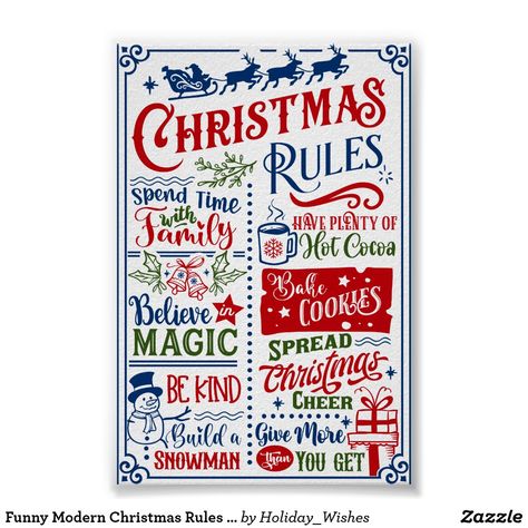 Christmas Rules, Christmas Package, Rules Poster, Hanging Bedroom, Holiday Wall Art, Decorative Wall Plaques, Christmas Canvas, Christmas Poster, Childrens Room Decor