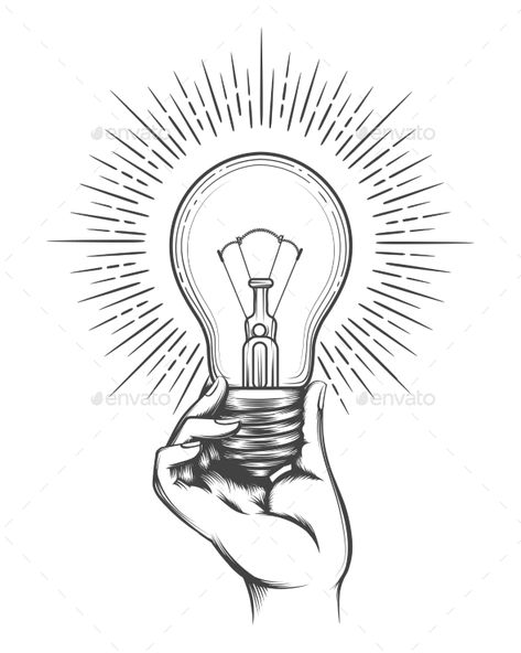 Hand Holding Light Bulb Sketch Hand holding light bulb. Business idea concept in hand drawn vintage style vecto #Holding, #Hand, #Light, #Sketch Idea Bulb Illustration, Light Illustration Art, Light Bulb Artwork, Hand Holding Light Bulb, Bulb Sketch, Light Bulb Sketch, Lighting Sketch, Bulb Drawing, Light Sketch