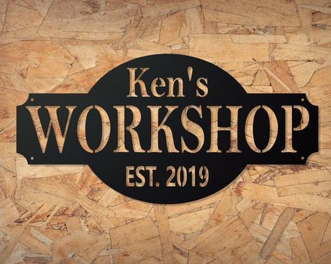 Personalized Workshop Sign Workshop Decor Custom Garage | Etsy Mechanic Decor, Mechanic Decorations, Workshop Decor, Custom Garage Signs, Workshop Sign, Garage Workshop Organization, Custom Garages, Personalized Metal Signs, Garage Signs