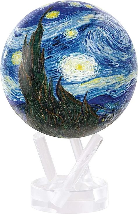 https://amzn.to/44qsHuQ
Features Starry Night by Vincent Van Gogh
MOVA Globes utilizes solar cell technology to rotate silently on its own with any ambient indoor light or indirect sunlight, no batteries or wires required. Non-toxic fluids rest between the inner and outer acrylic shells for low-friction environment
Measures 4.5 inches in diameter, fitting in the palm of your hand; slightly larger than a softball. After base assembly, measures approximately 7 inches in height and weighs 4 pounds Start Night, Starry Night Van Gogh, Cool Gadgets, Van Gogh, Snow Globes, Starry Night, Globe, Free Delivery, Van