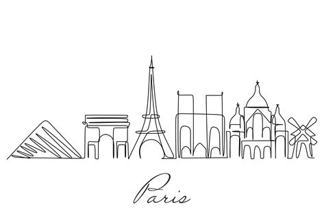 Night Drawing, One Line Drawing, Paris At Night, Paris City, Art Tips, City Skyline, Drawing Art, Line Drawing, Easy Drawings