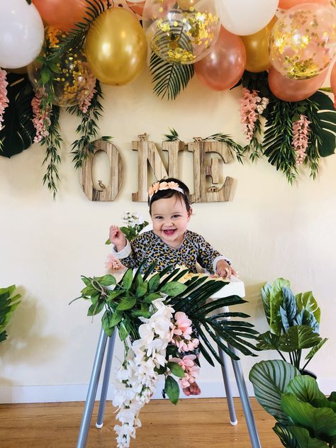 First birthday Island First Birthday Party, First Luau Birthday Party Girl, Luau First Birthday Girl, Tropical First Birthday Party, Luau First Birthday, Tropical First Birthday, Island Birthday, Baby Party Themes, Bday Shoot