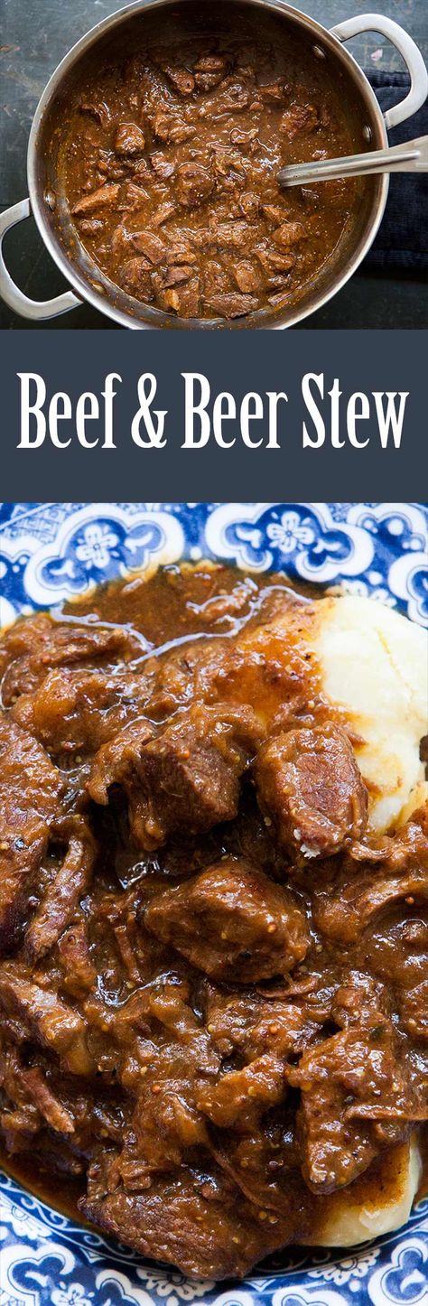 Carbonnade Belgian beef stew recipe, with beef, onions, and Belgian ale, and seasoned with bay and thyme. #BeefStew #Carbonnade #BeefBeerStew Beer Stew Recipe, Belgian Beef Stew, Beef Stew With Beer, Beer Stew, Recipe With Beef, Belgian Ale, Belgian Food, Diy Easy Recipes, Beef Stew Recipe