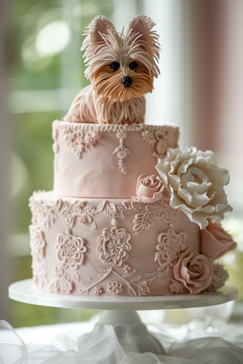 Elegant Cakes for Your Yorkshire Terrier’s Special Day Cake Dog Design, Decorated Desserts, Cake Dog, Dog Birthday Cake, Animal Cupcakes, Animal Cakes, Dog Cakes, Easter Cake, Birthday Cake Ideas