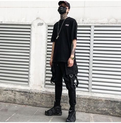 Kore Ulzzang, Techwear Streetwear, Techwear Outfits, Techwear Fashion, Sports Sweatpants, Casual Cargo Pants, Slim Fit Joggers, Cyberpunk Fashion, Japanese Streetwear