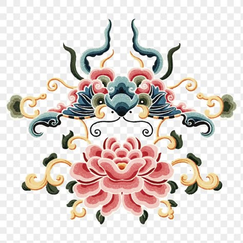 Japanese Ornaments, Chinese Ornament, Chinese Folk Art, Chinese Flower, Chinese Artwork, Chinese Element, Bat Art, Chinese Pattern, Chinese Embroidery