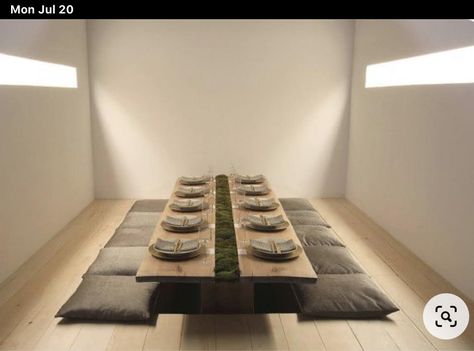 Japanese Dining Room, Japanese Dining Table, Low Dining Table, Calvin Klein Home, Tatami Room, Japanese Home Design, Japanese Dining, Japanese Table, Floor Sitting