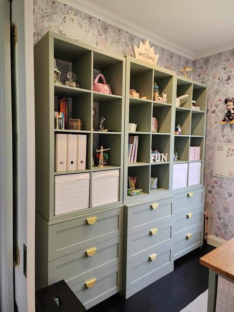 Ikea tips, hacks and more! | My daughters new craft room Craft Room Storage Ikea, Billy Kallax Hack, Ikea Billy Bookcase Craft Room Organization, Ikea Kallax Ideas Craft Room, Ikea Kallax Wardrobe Hack, Ikea Craft Rooms, Ikea Kallax Craft Room, Ikea Brimnes Bookcase Hack, Ikea Craft Room Hacks