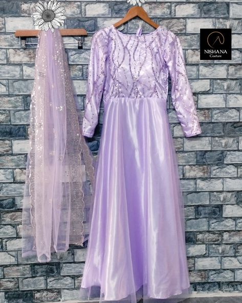 Party Wear Gown in beautiful lavender colour..DM for Orders 💕 Net Gown, Lavender Colour, Net Gowns, Gown Ideas, Party Wear Gown, Purple Colour, Cream Colour, Lavender Color, Purple Color