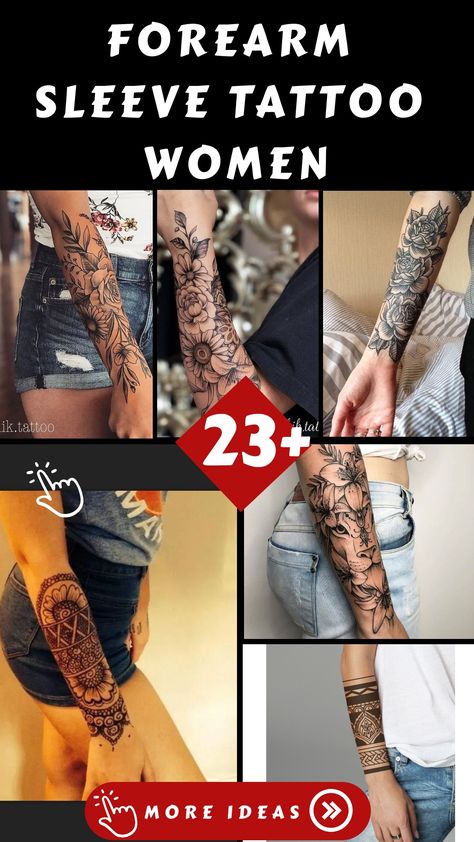 The collection of forearm sleeve tattoos for women offers a range of stunning designs and styles to choose from. From delicate and intricate floral patterns Forearm Sleeve Tattoo Women, Sleeve Tattoo Women, Forearm Sleeve Tattoo, Half Arm Sleeve Tattoo, Unique Forearm Tattoos, Feminine Tattoo Sleeves, Forearm Sleeve, Forarm Tattoos, Forearm Sleeve Tattoos