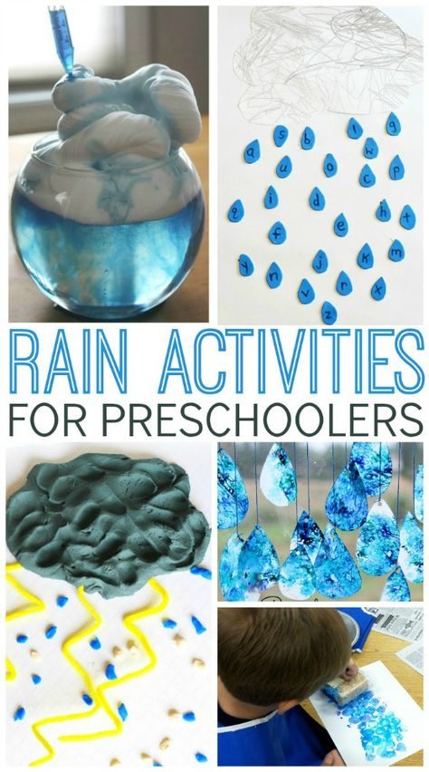 Rain Activities for Preschoolers - Pre-K Pages Rain Activities, Rain Crafts, Weather Activities Preschool, Cloud Activities, Preschool Weather, April Activities, Weather Crafts, Weather Theme, Weather Unit