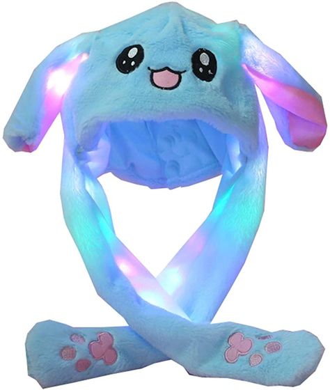 YEKEYI LED Glowing Ear Moving Jumping Rabbit Hat Animal Hat Pop Up Ears Plush Bunny Hat Cap for Women Girls Blue: Amazon.ca: Clothing & Accessories Queen Vampire, Jumping Rabbit, Rabbit Hat, Holiday Hats, Bunny Hat, Animal Hats, Demon Girl, Rabbit Toys, Funny Bunnies