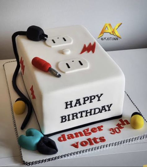 Electricity Themed Party, Electrician Birthday Party Ideas, Electrician Cupcakes, Electrician Birthday Cake, Electrician Graduation Party Ideas, Electrician Cookies, Electrician Themed Party, Graduation Cake Ideas Engineer, Electrician Themed Cake