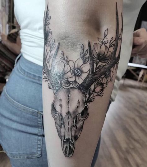 Antler Tattoos, Antler Tattoo, Deer Skull Tattoos, Western Tattoo, Bull Skull Tattoos, Skull Tattoo Flowers, Cowboy Tattoos, Country Tattoos, Western Tattoos