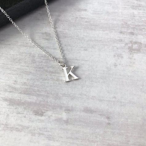 Letter K Necklace, Personalized Necklace Silver, Letter Necklace Initials, Dainty Jewelry Necklace, Sterling Silver Initial Necklace, Letter Necklace Silver, Silver Initial Necklace, Silver Initial Charms, Letter Charm Necklace