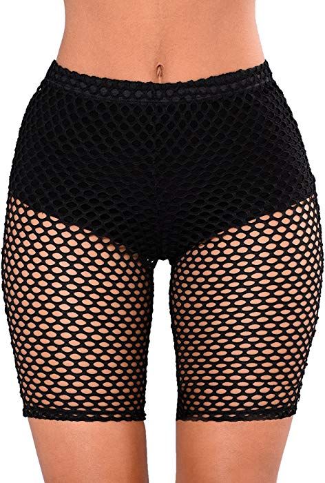 Fishnets And Shorts, Fishnet Shorts, Cycling Shorts Outfit, Fishnet Crop Tops, Under Shorts, Short Women Fashion, Dope Fashion, Cycling Shorts, Short Leggings