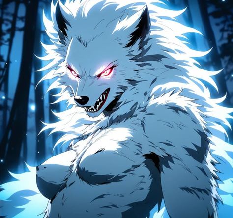 Werewolf With Horns, Lycanthrope Female, Anime Werewolf Female, White Werewolf Female, Wolf Human Hybrid Art, Wolf Human Hybrid Oc Female, Dnd Wolf Character, Werewolf Girl Art, Female Werewolf Character Design