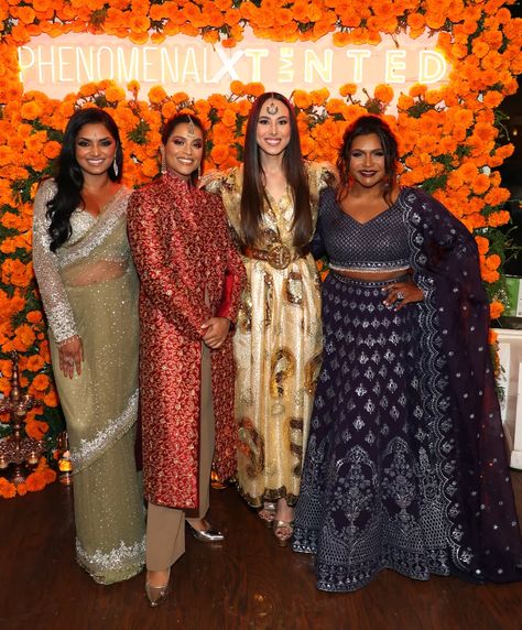 The stars shone brightly on Nov. 3, and Mindy Kaling's pre-Diwali dinner party added to the sparkle, thanks to the well-dressed guests attending the celebrity-packed event on Wednesday. Prepared for an evening of all things decadent and divine, Priyanka Chopra, Lilly Singh, Meena Harris, Deepica Mutyala, and more incredible women were dressed to the nines as they toasted in celebration of their accomplishments and friendships. Held in honor of the festival of lights celebrated by the Hindu commu Meena Harris, Deepica Mutyala, Diwali Dinner, Diwali Outfits, Diwali Lights, Brother And Sister Love, Diwali Party, Lilly Singh, Mindy Kaling