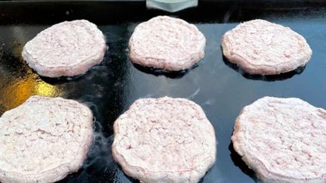 How To Cook Frozen Burgers On A Blackstone Griddle | Thrilling Grilling Hamburgers On Blackstone Griddle, Burgers On Blackstone Griddle, Blackstone Burgers, Burgers On The Blackstone, Grilling Frozen Burgers, Griddle Ideas, Frozen Burger Patties, Bubba Burgers, Blackstone Cooking