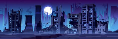 City destroy in war, abandoned buildings... | Free Vector #Freepik #freevector Background For Youtube Banner, Youtube Banner Editing, Apocalyptic Background, For Youtube Banner, Wallpaper Desktop Pc, Background Wallpaper Desktop, Background For Youtube, Buildings At Night, Background Cartoon