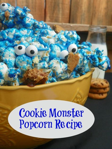 Cookie Monster Popcorn Recipe - Fun & Frugal Idea for a Party! Cookie Monster Popcorn, Monster Popcorn, Monster Recipes, Gourmet Popcorn Recipes, Flavored Popcorn Recipes, Love Cookies, Popcorn Recipe, Eat Cookies, Flavored Popcorn