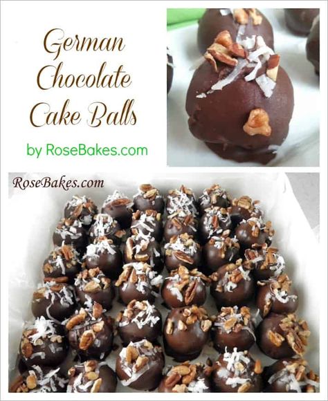 German Chocolate Cake Balls German Chocolate Cake Bites, German Chocolate Truffles, German Chocolate Cake Pops, Birthday Cupcakes For Boyfriend, Cupcakes For Boyfriend, Chocolate Cake Balls Recipe, Chocolate Cake Balls, Cake Balls Recipe, Choco Cake